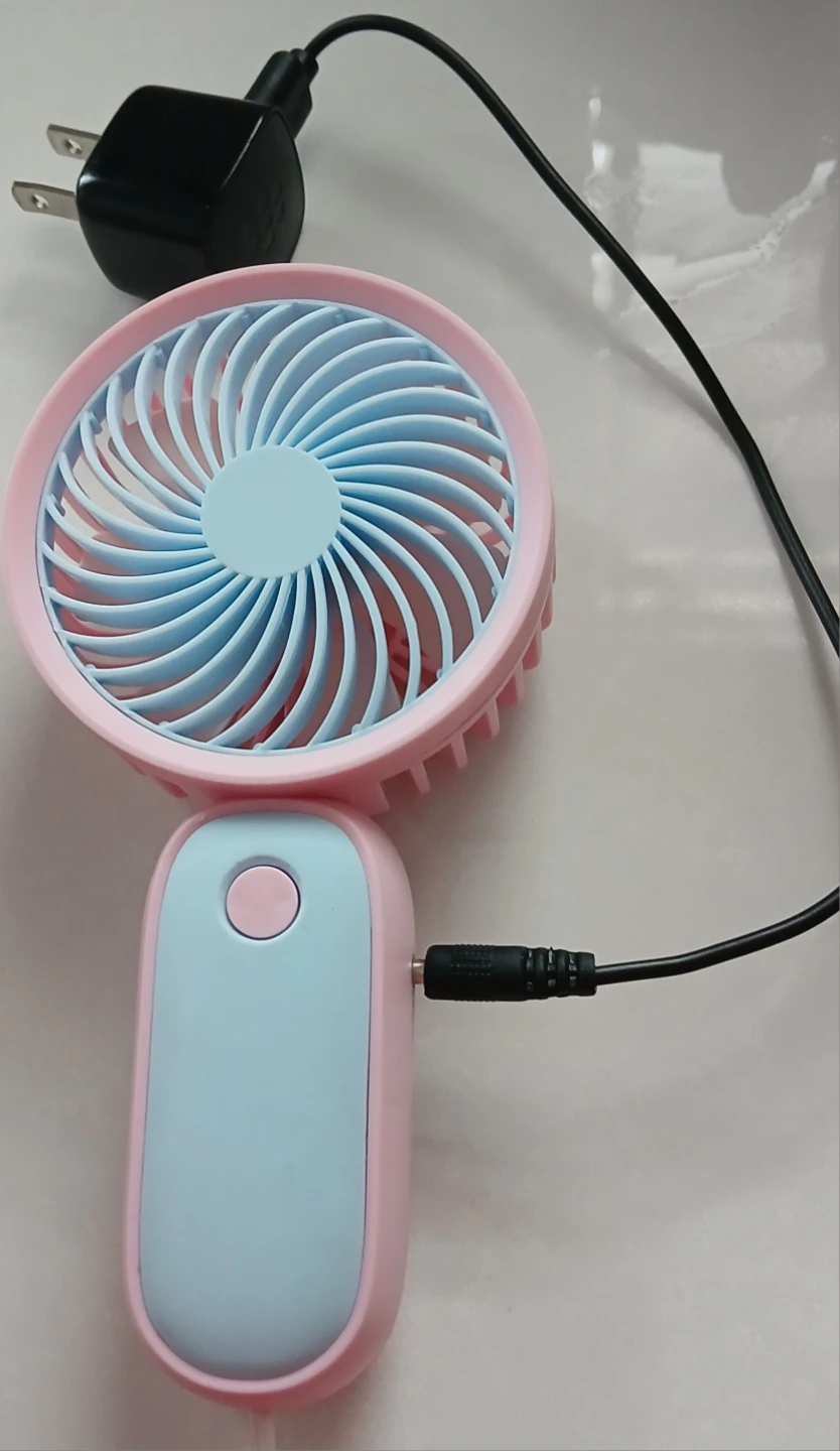 Pink and Blue Portable Handheld Fan with Charger