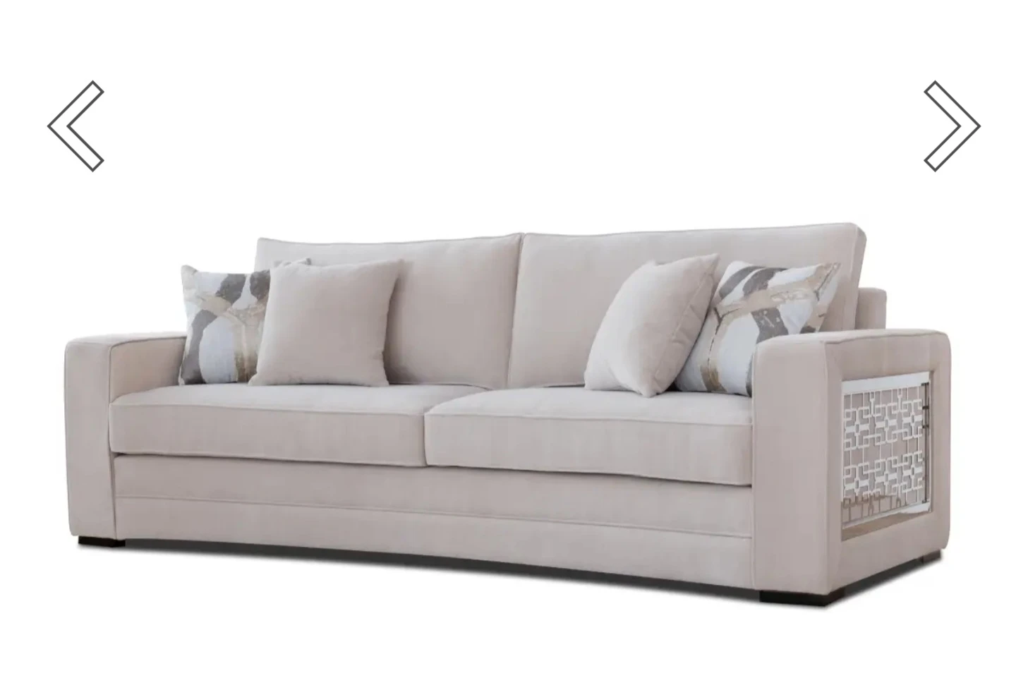 Light Beige Sofa with Decorative Metal Accents