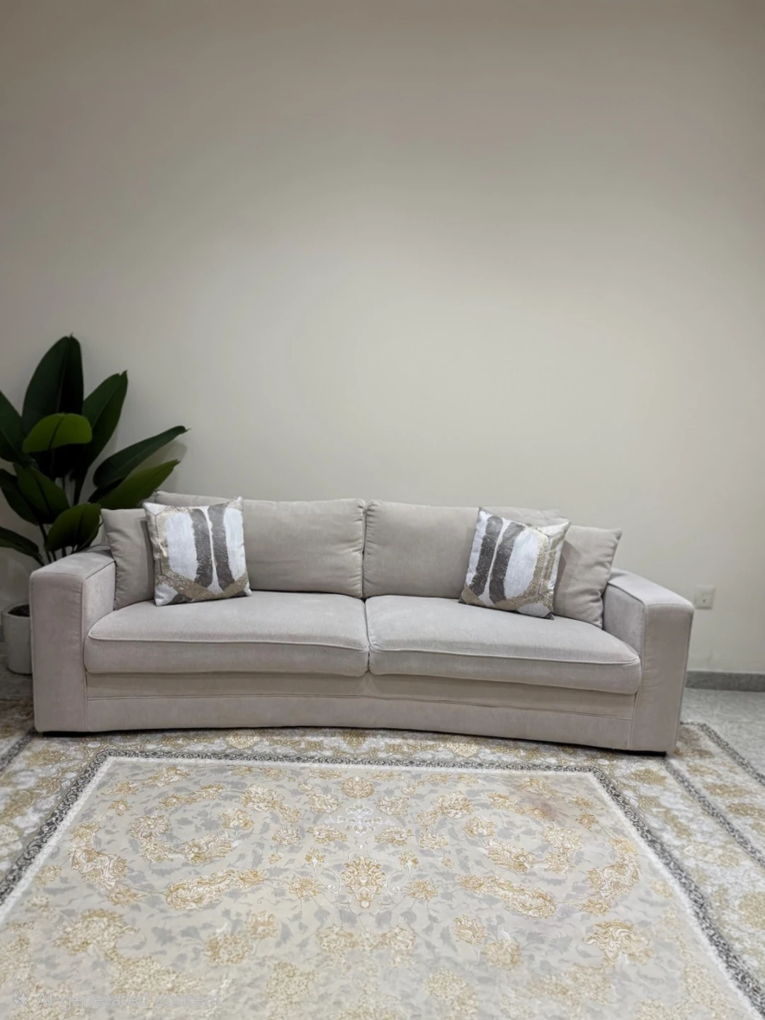 Light Beige Sofa with Decorative Metal Accents - photo 3