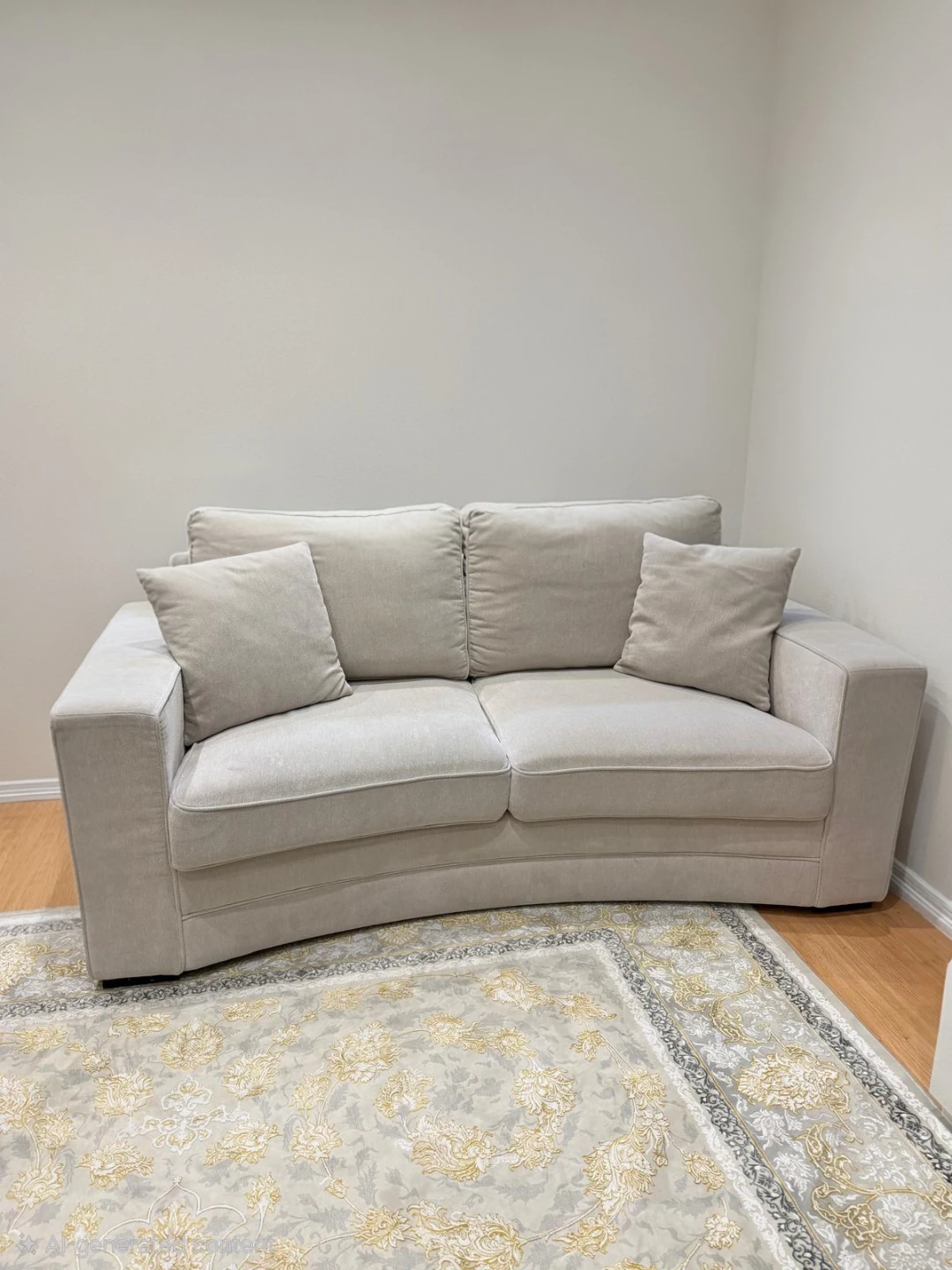 Light Beige Sofa with Decorative Metal Accents - photo 4