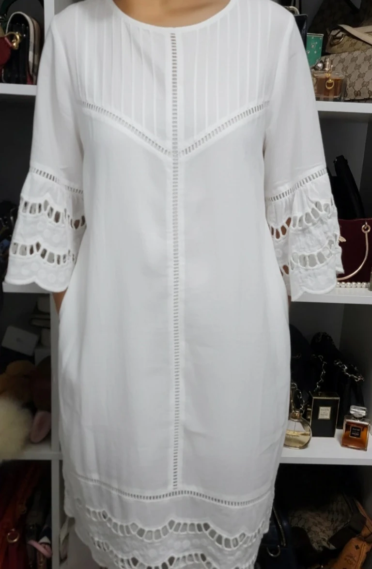 Adelyn Rae White Lace Detail Dress