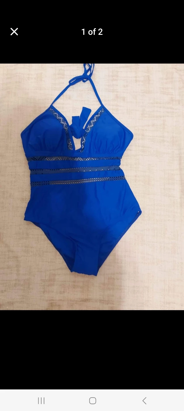 Blue Halter One-Piece Swimsuit