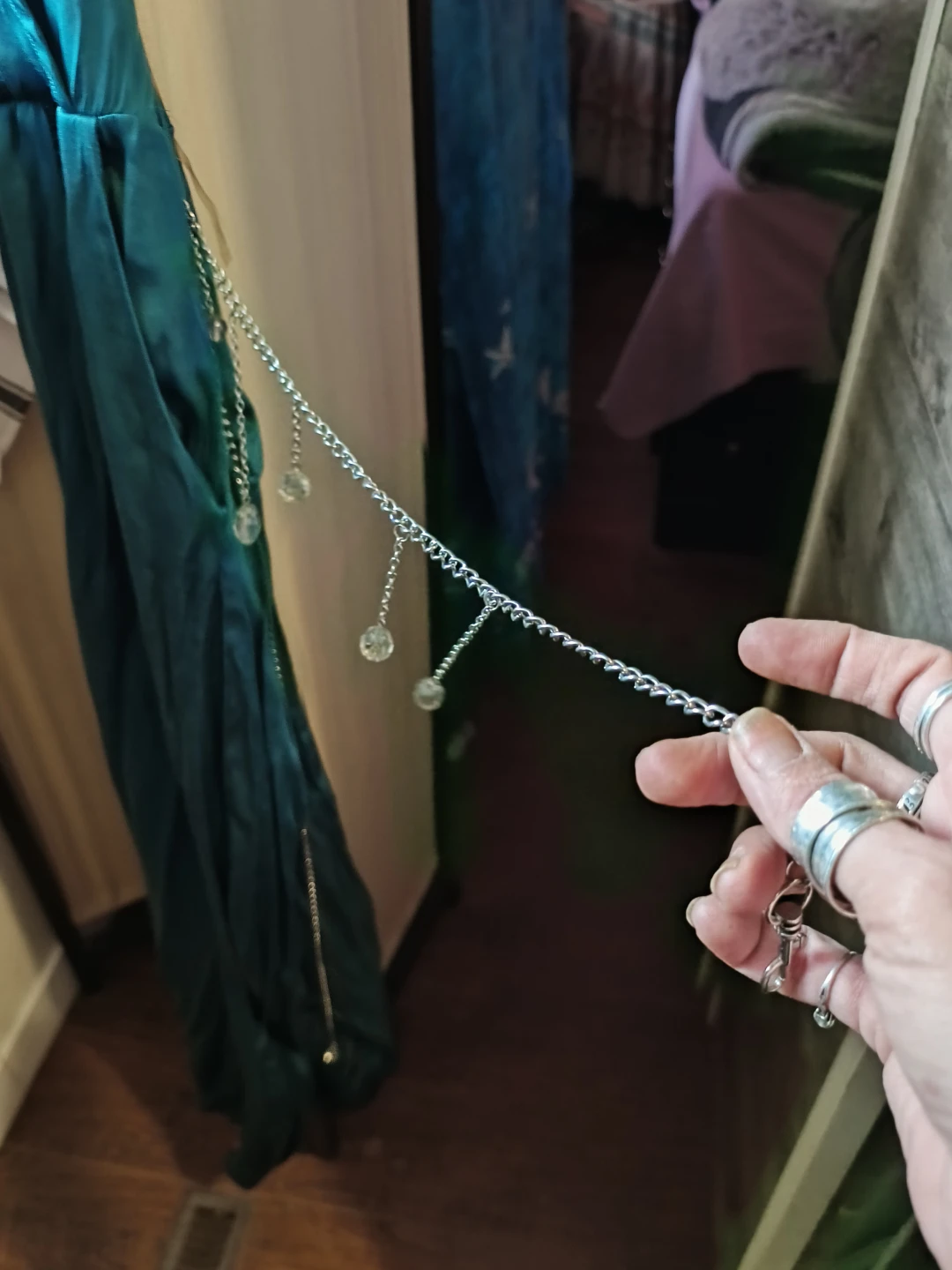 Teal Halter Neck body suit with Crystal Chain Detail - photo 4