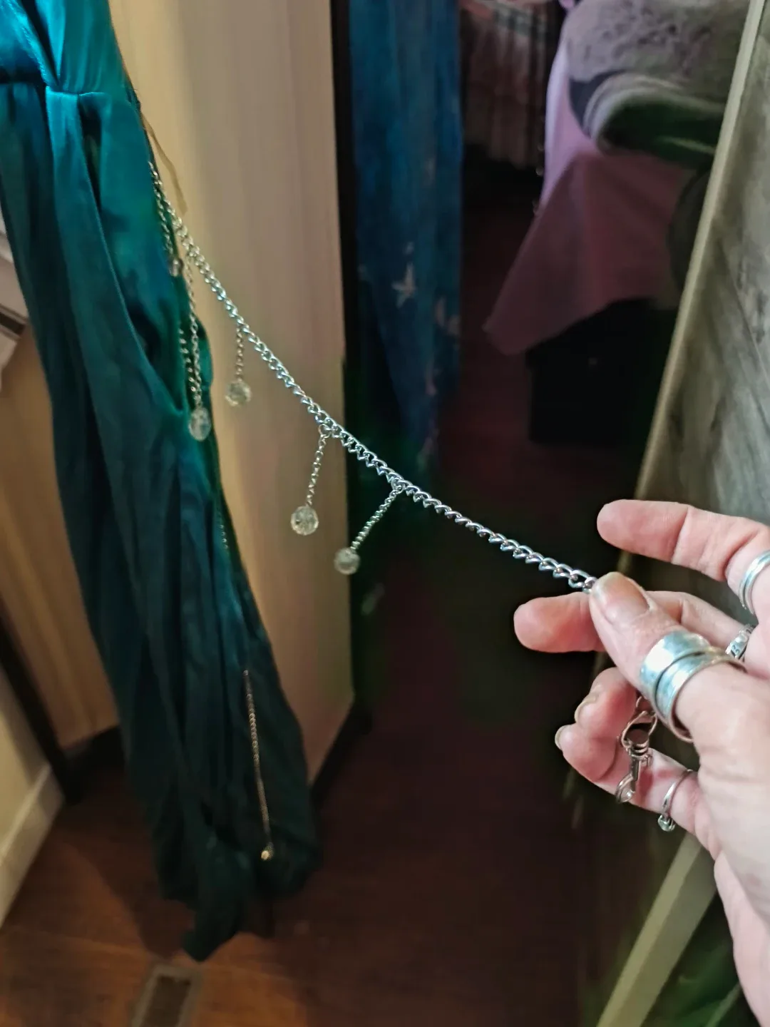 Teal Halter Neck body suit with Crystal Chain Detail - photo 4