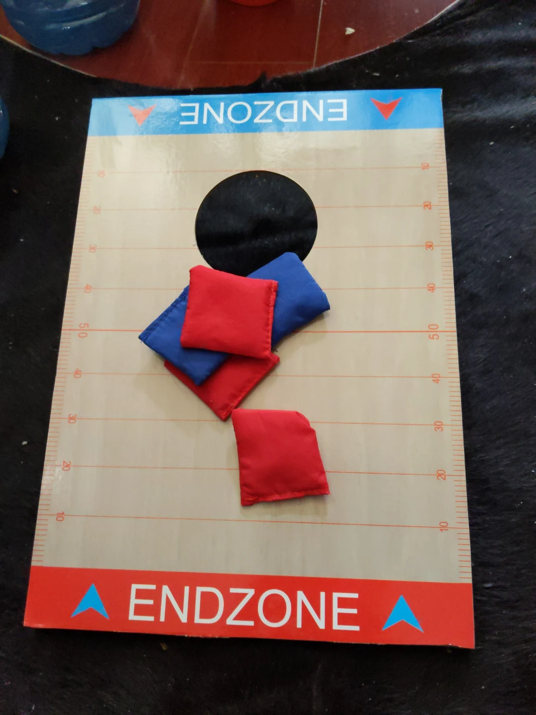 Endzone Cornhole Game with Red and Blue Bags