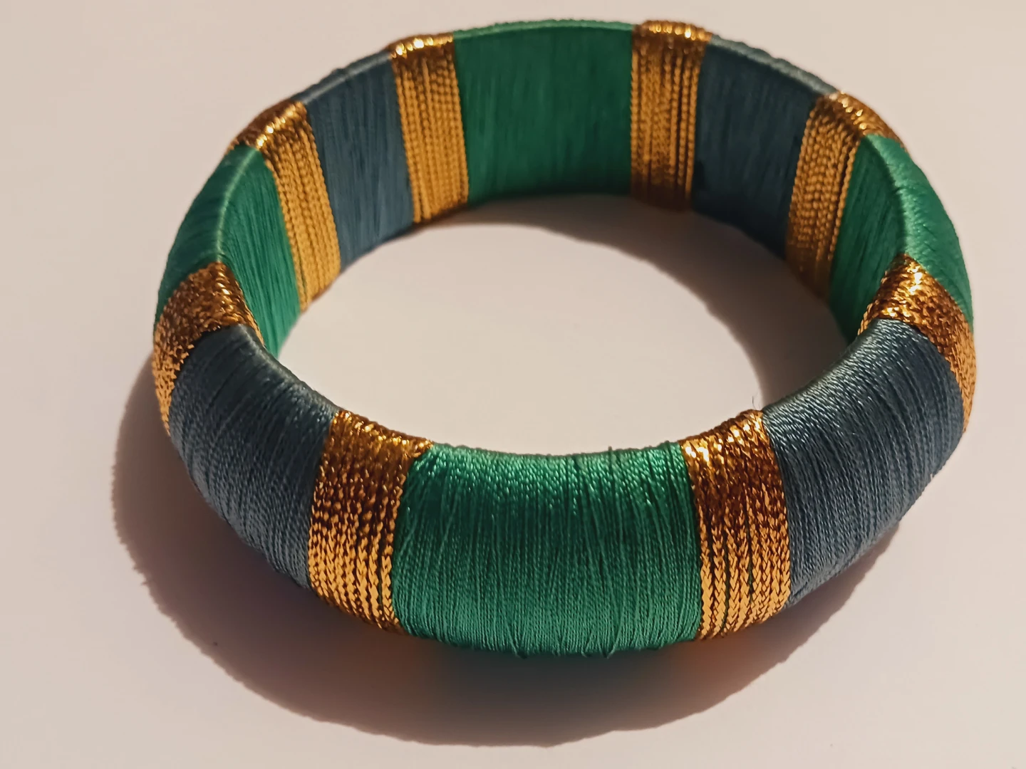 New !!! Green and Teal Silk Thread Bangle - photo 4
