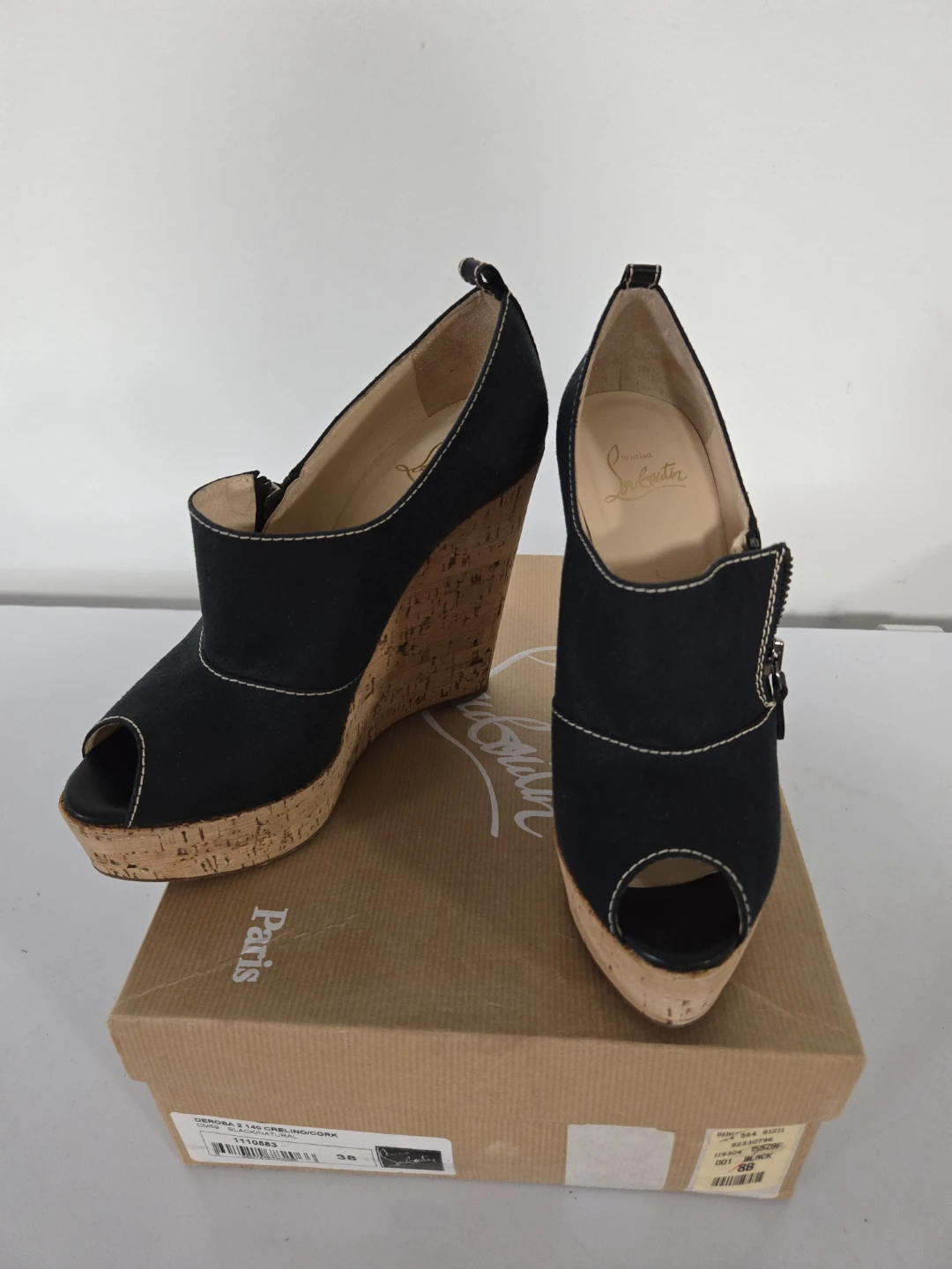 Christian Louboutin "Deroba 2 140" Cork Wedge Heels