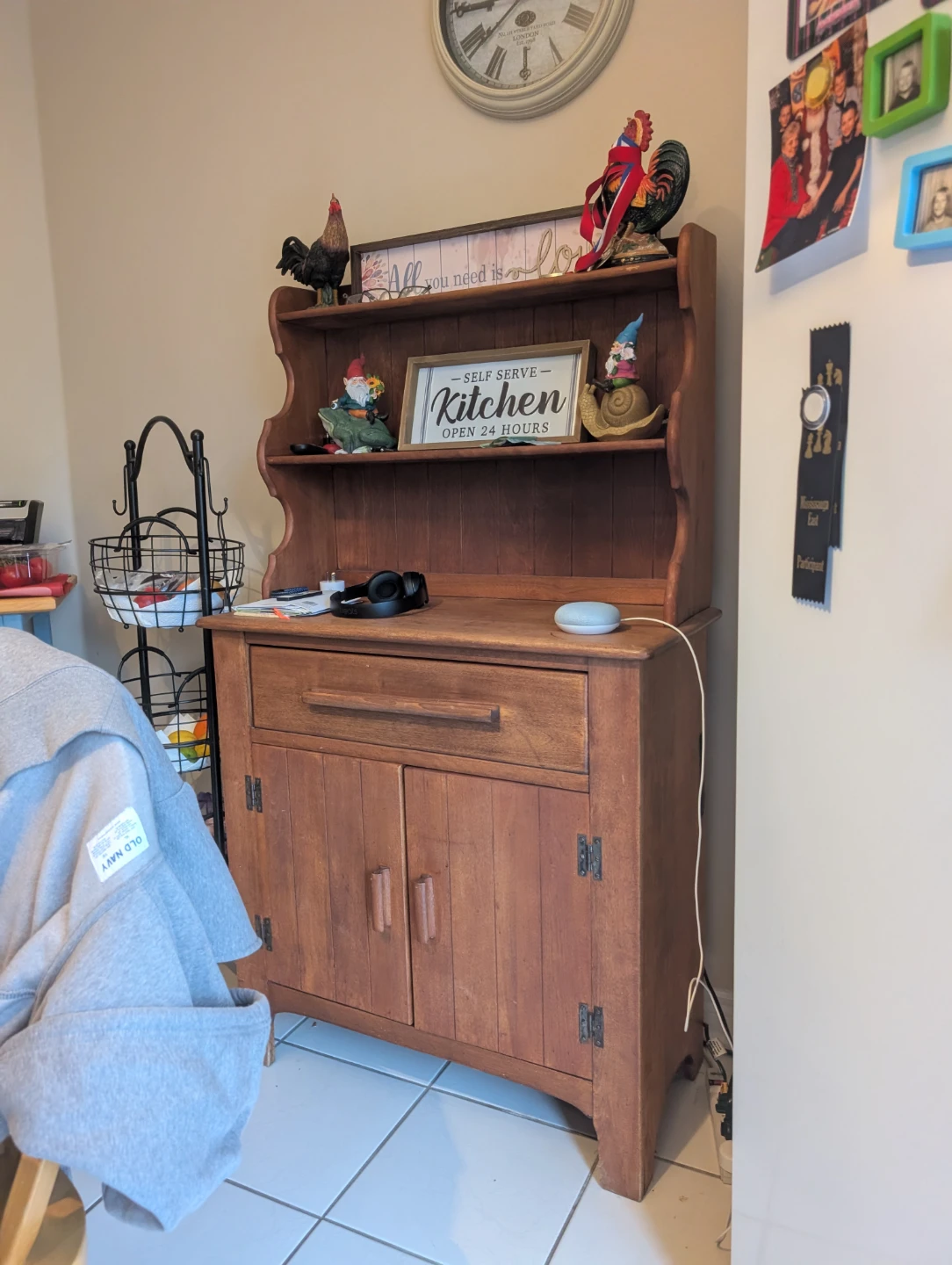 Rustic Solid Wood Kitchen Hutch / Cabinet