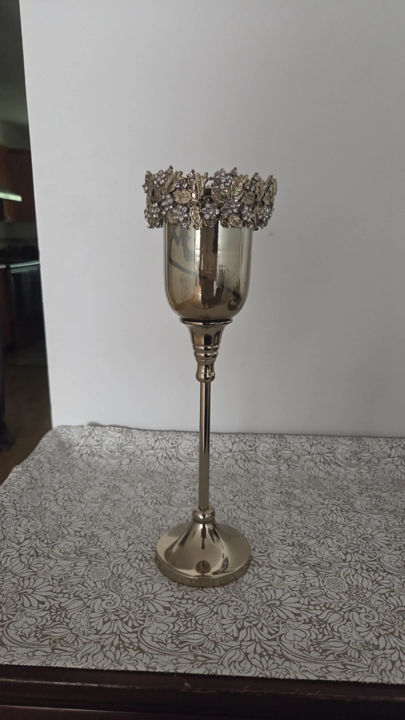 Gold Decorative Candlestick Holder with Rhinestones
