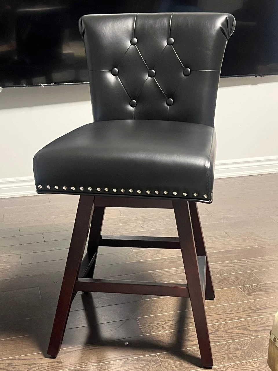 Black Faux Leather Swivel Bar Stool