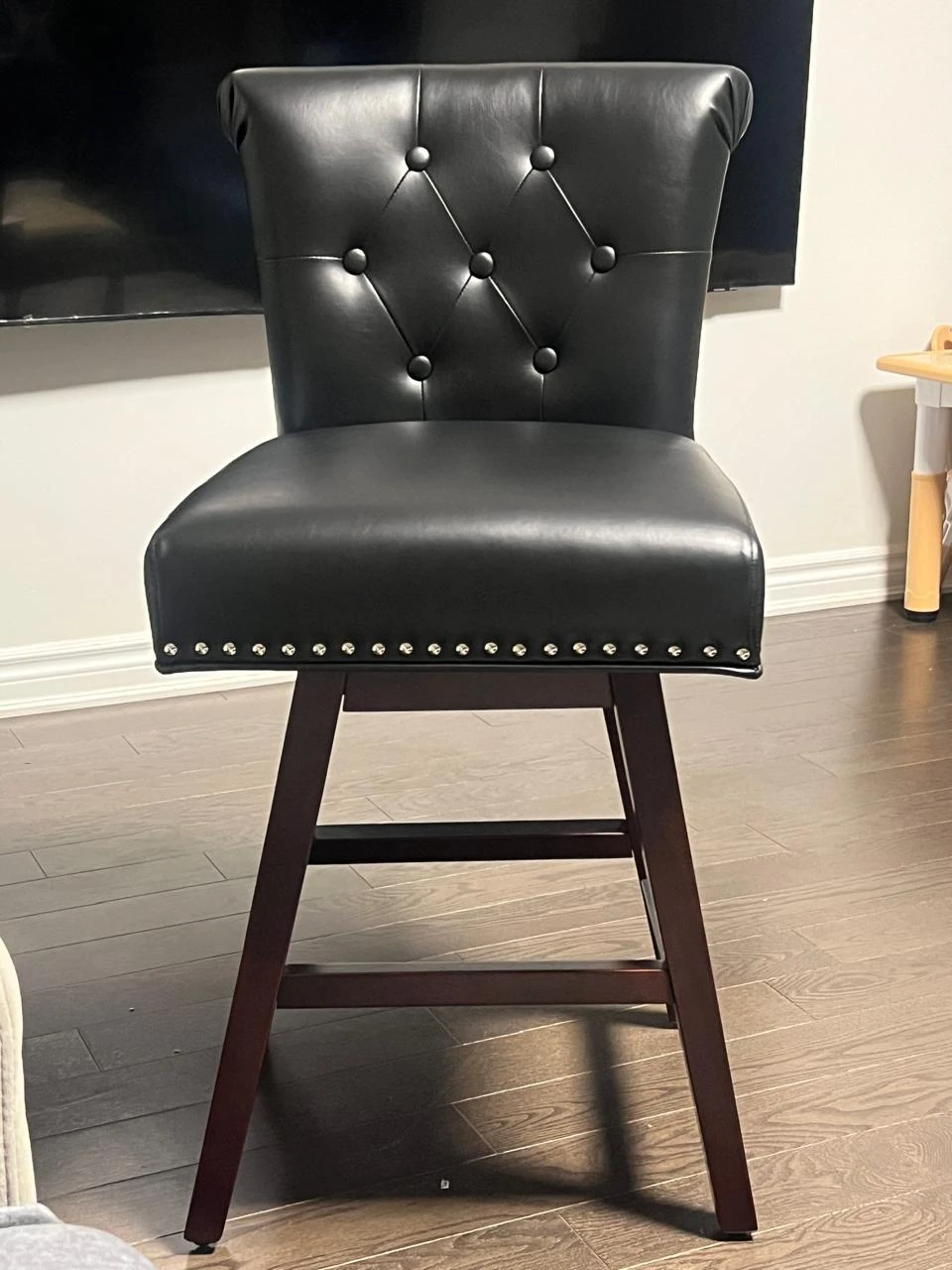Black Faux Leather Swivel Bar Stool - photo 3