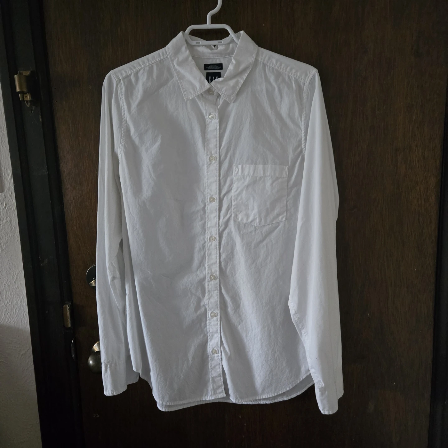 Womens white button up large