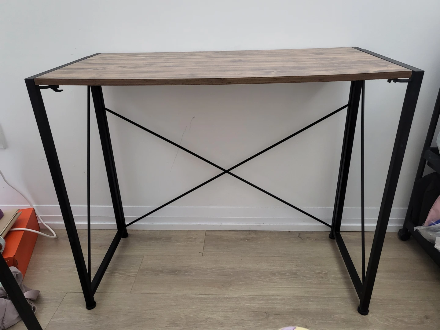 Rustic Brown and Black Folding Desk - 100cm