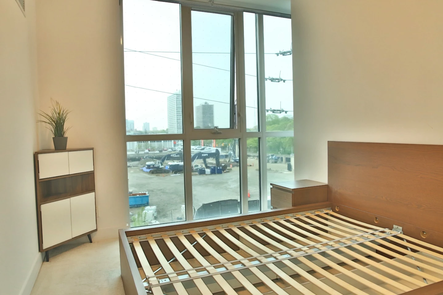 IKEA Malm Wooden Bed Frame with Headboard + Nightstand