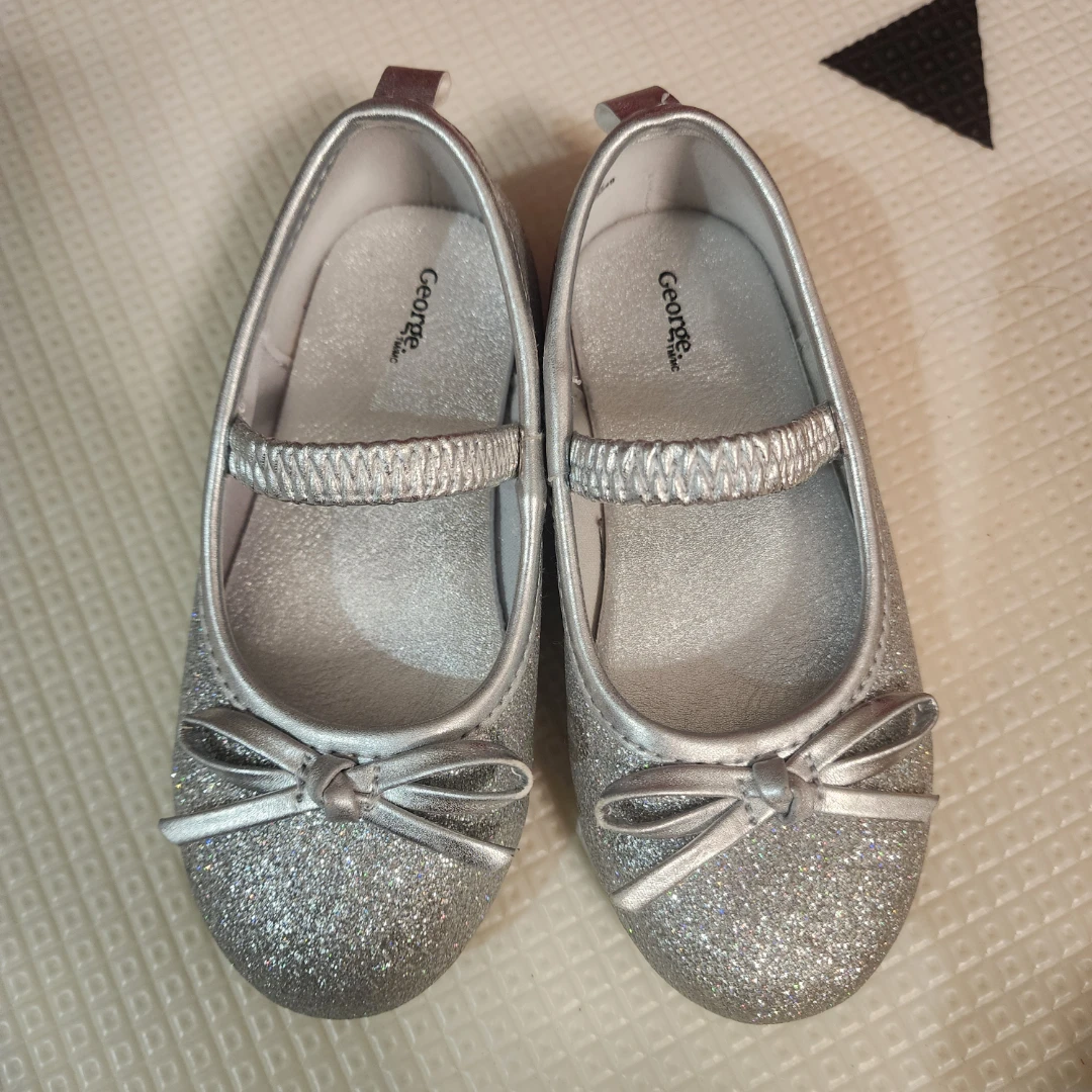 George Toddler Girls Silver Glitter Ballet Flats size 8