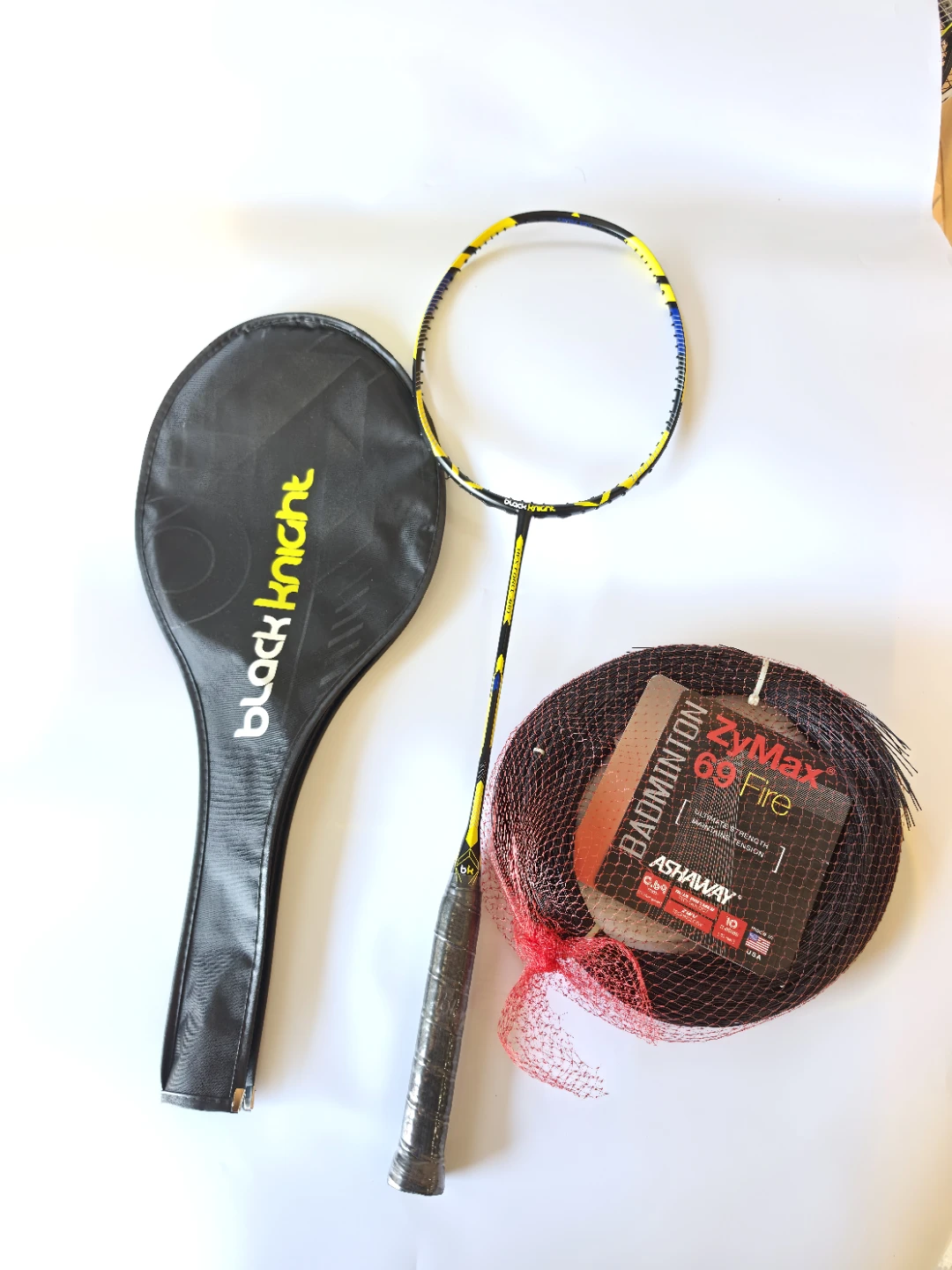 Black Knight Badminton Racquet with Ashaway ZyMax 69 Fire String