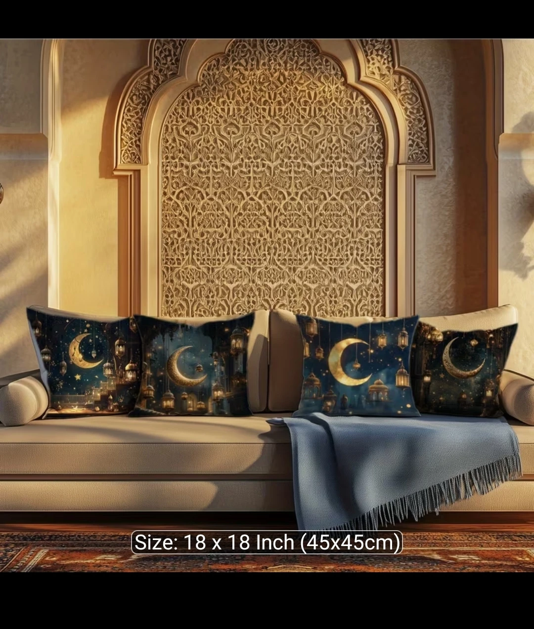 Set of 4 Ramadan Throw Pillow Covers - 18x18 Inch