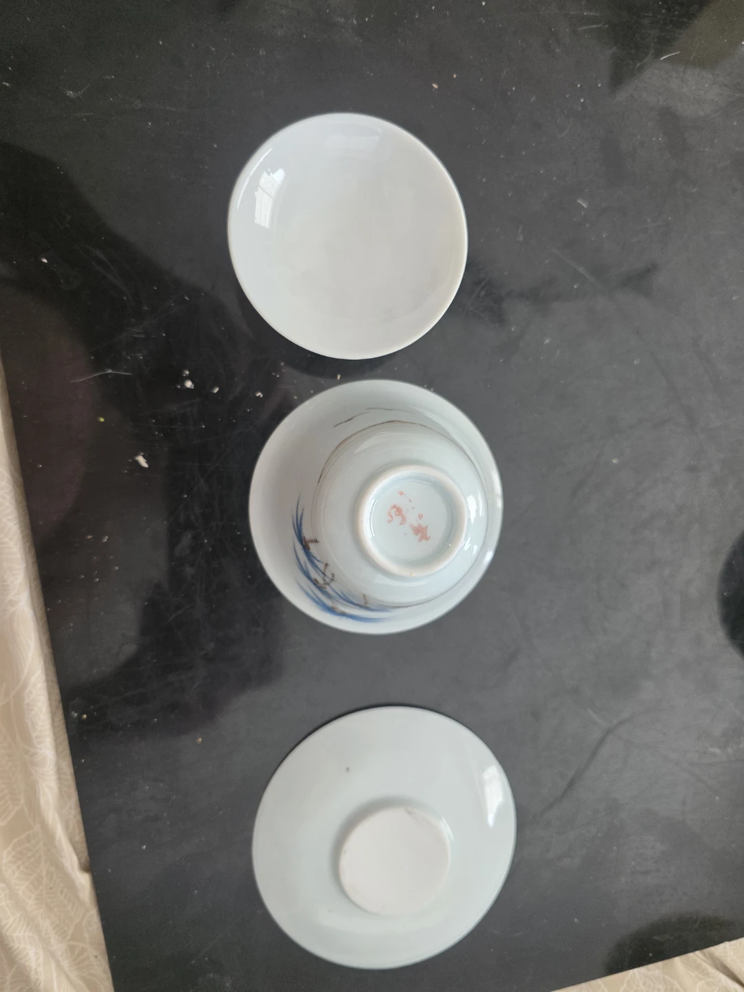 Porcelain Palm Tree Ceramic Tea Cup with Saucer and Lid - photo 3