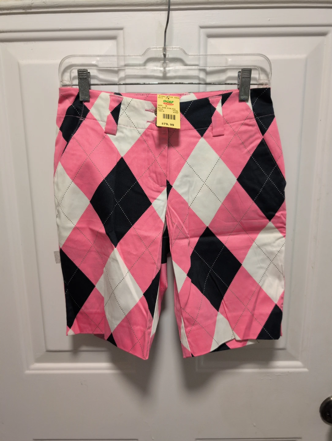Women's Pink Argyle Golf Shorts
