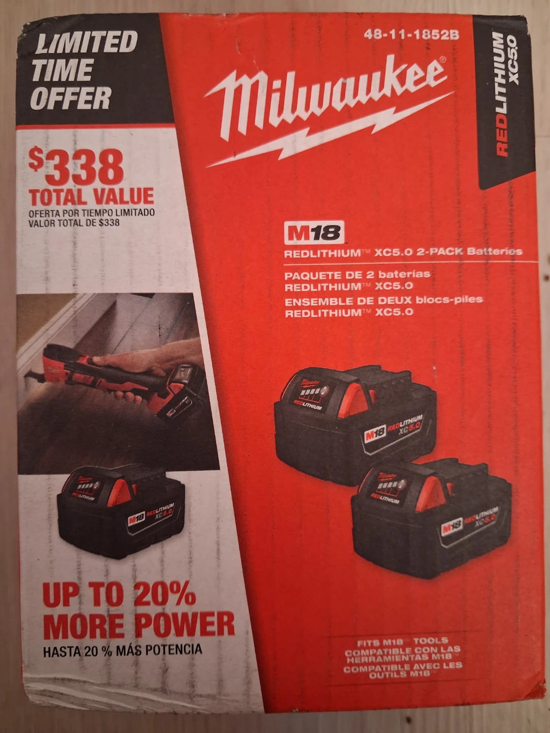 Milwaukee M18 Battery 2- pack xc5.0