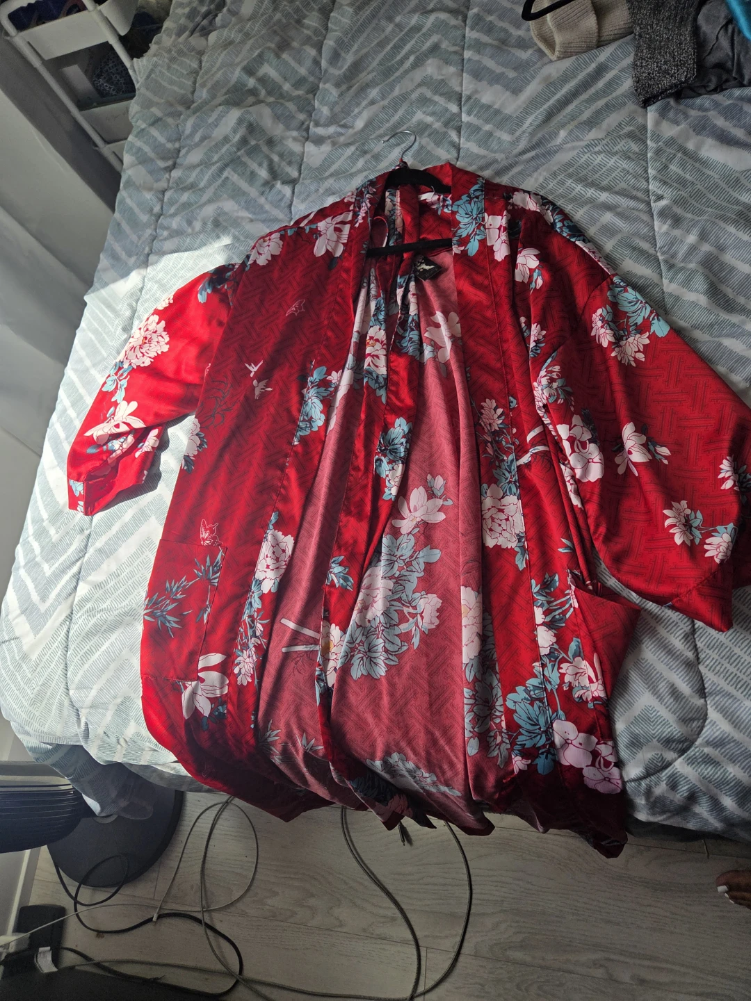 Red Floral Kimono Cardigan