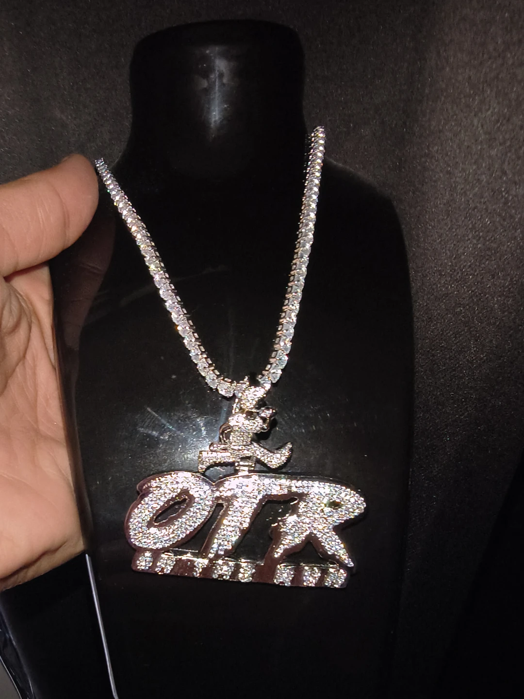 OTR Pendant Necklace with Tennis Chain