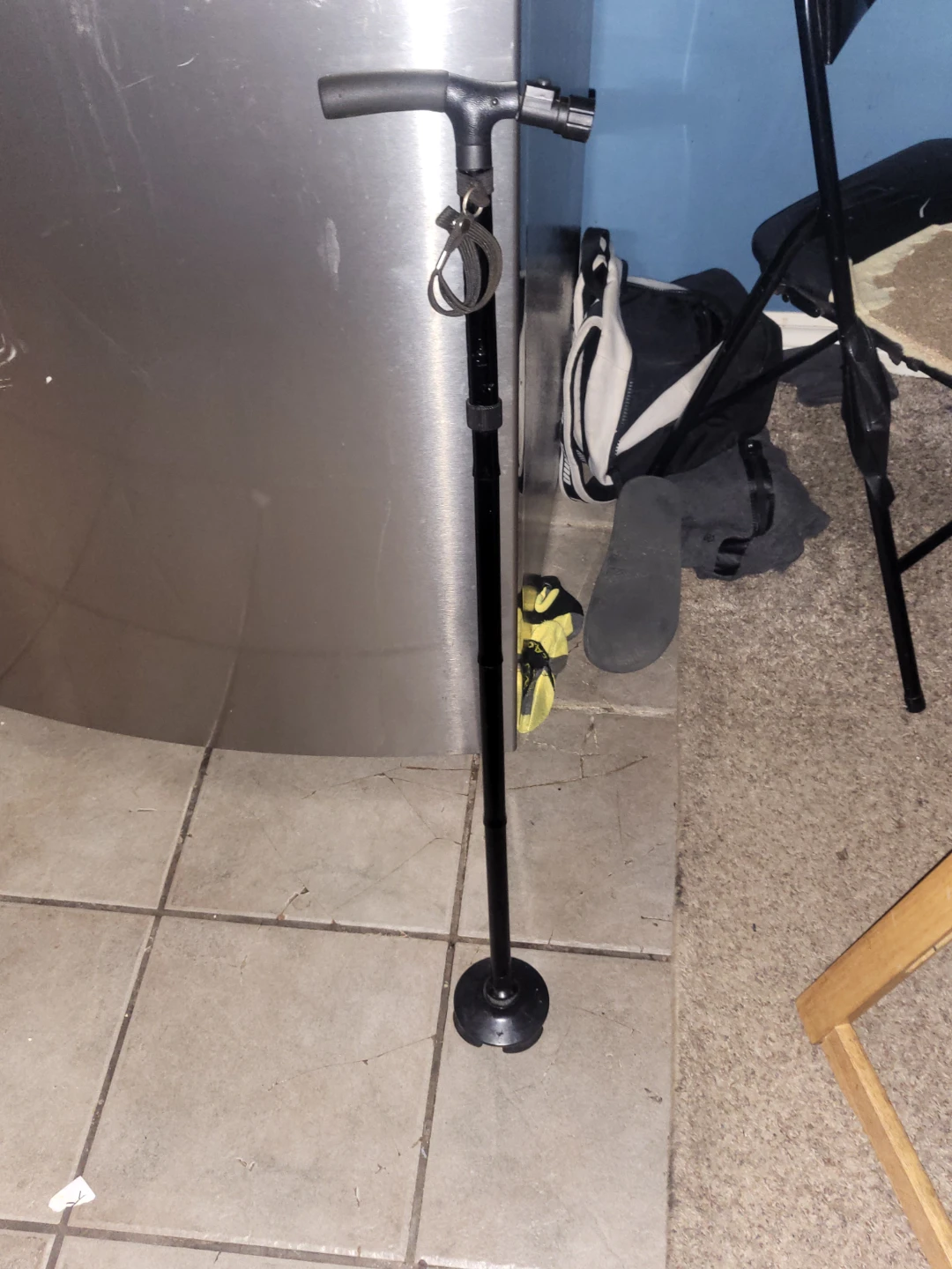 Adjustable Black Walking Cane with Wrist Strap