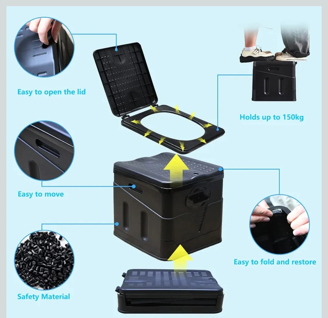 Black Portable Foldable Toilet - photo 3