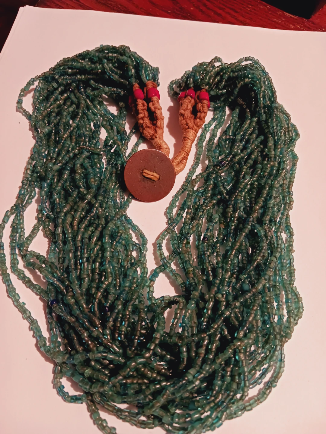Green Afgan Glass Multi-strand Beaded Necklace - photo 3