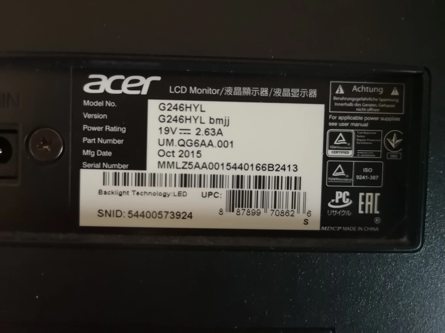 Acer G246HYL bmjj LCD Monitor - photo 2