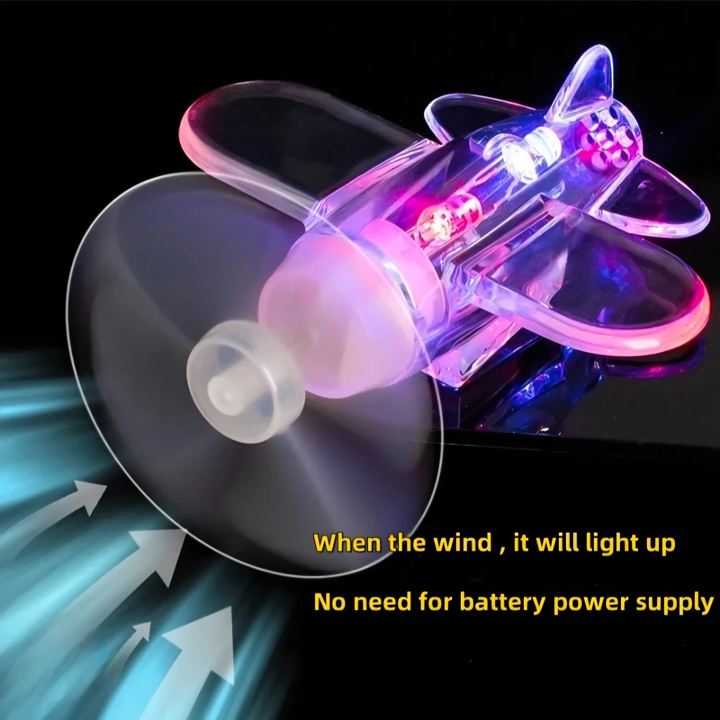 Cool Airplane Wind-Powered with Lights for. Car/Motorcycle/Cycle