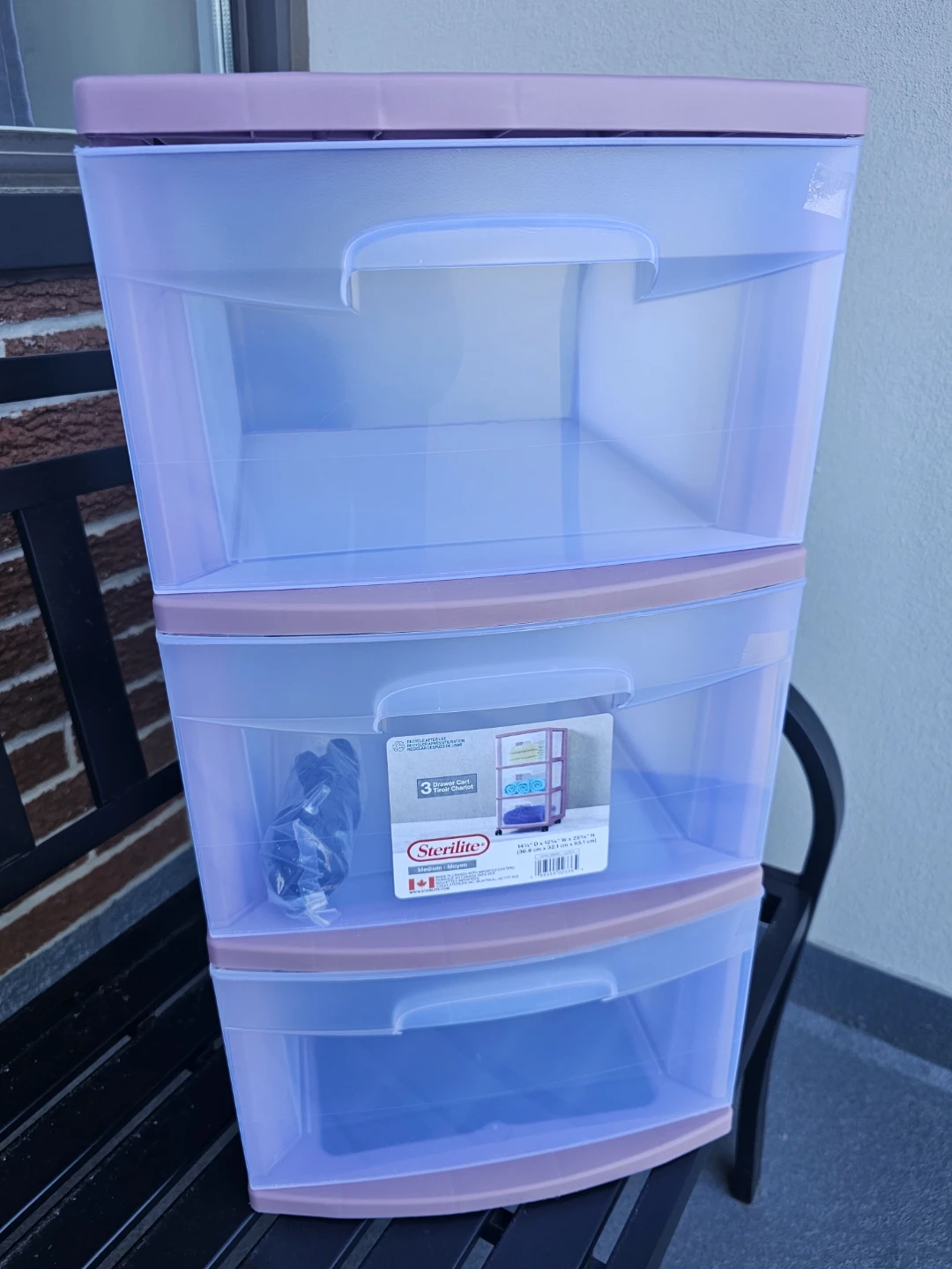 Sterilite 3-Drawer Wheeled Storage Cart, Light Purple