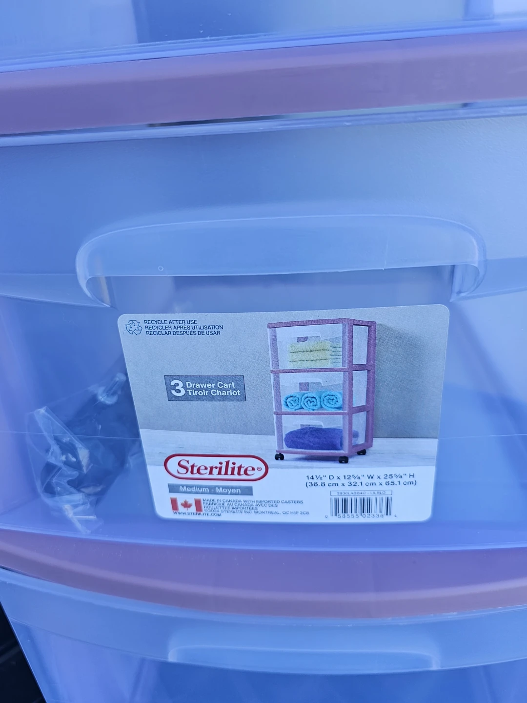 Sterilite 3-Drawer Wheeled Storage Cart, Light Purple - photo 4