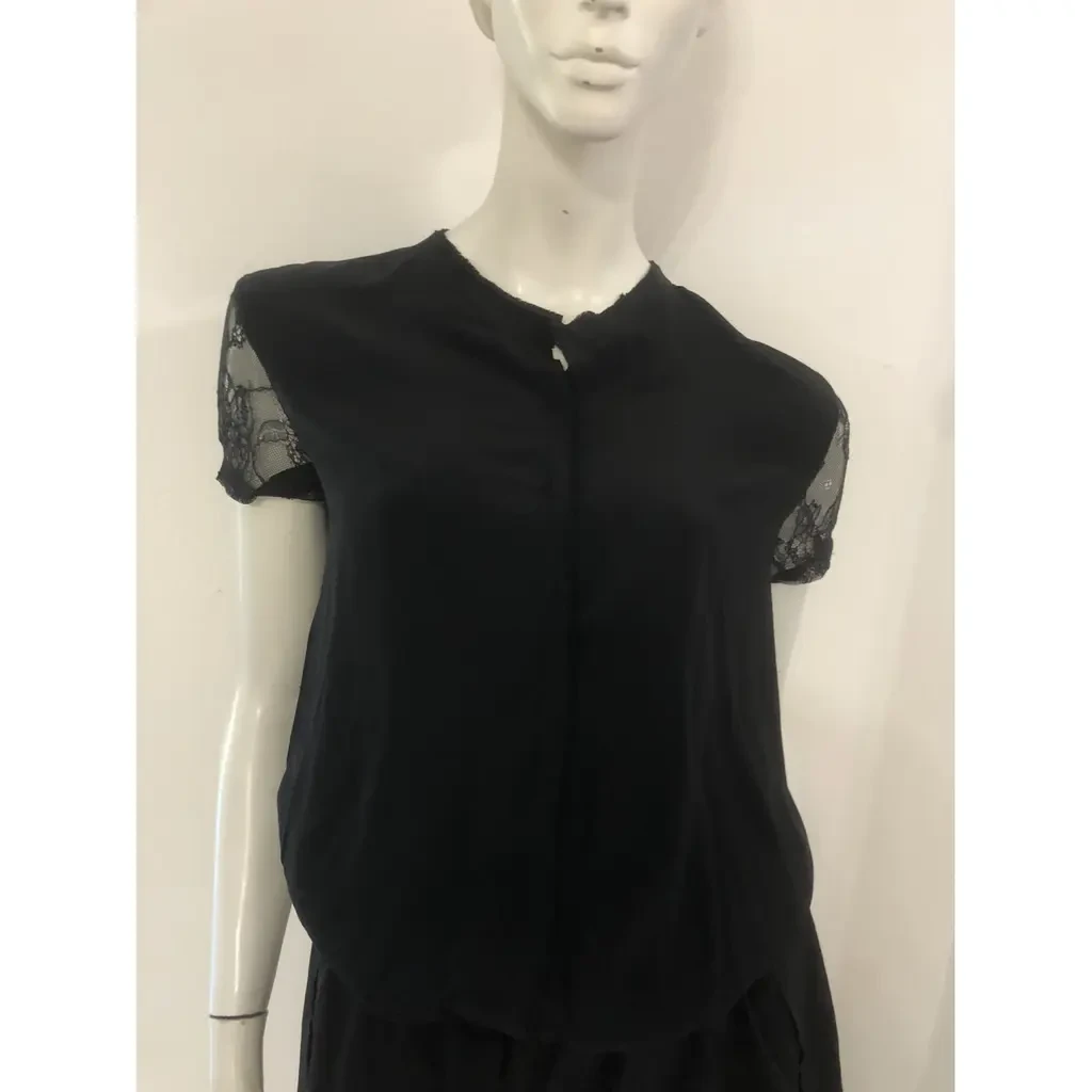 Maje silk Black Lace cut Back evening playsuit