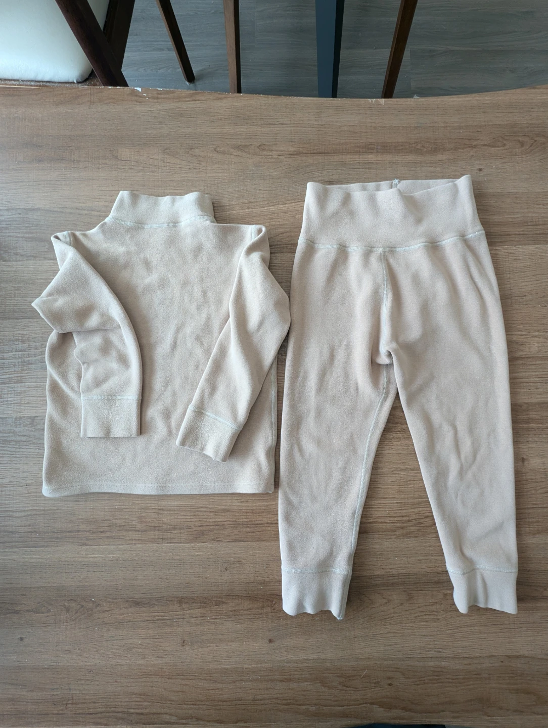 Cream Fleece Turtleneck and Pants Set