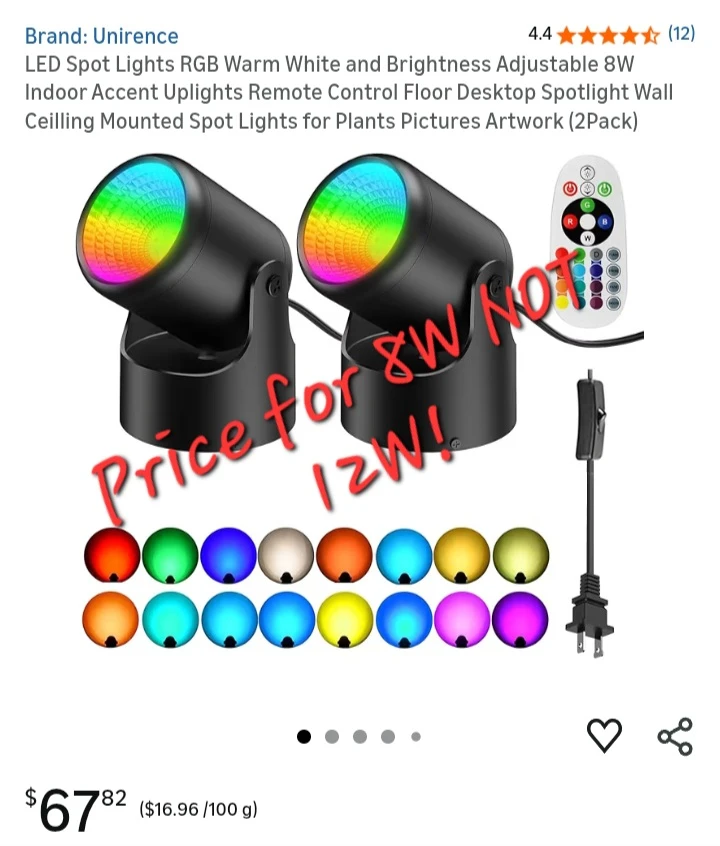 NEW!   LED RGBW White Spot Lights (2 Pack) 12W - photo 2