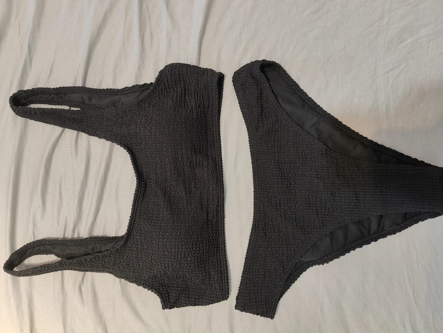 Black Textured Bikini Set