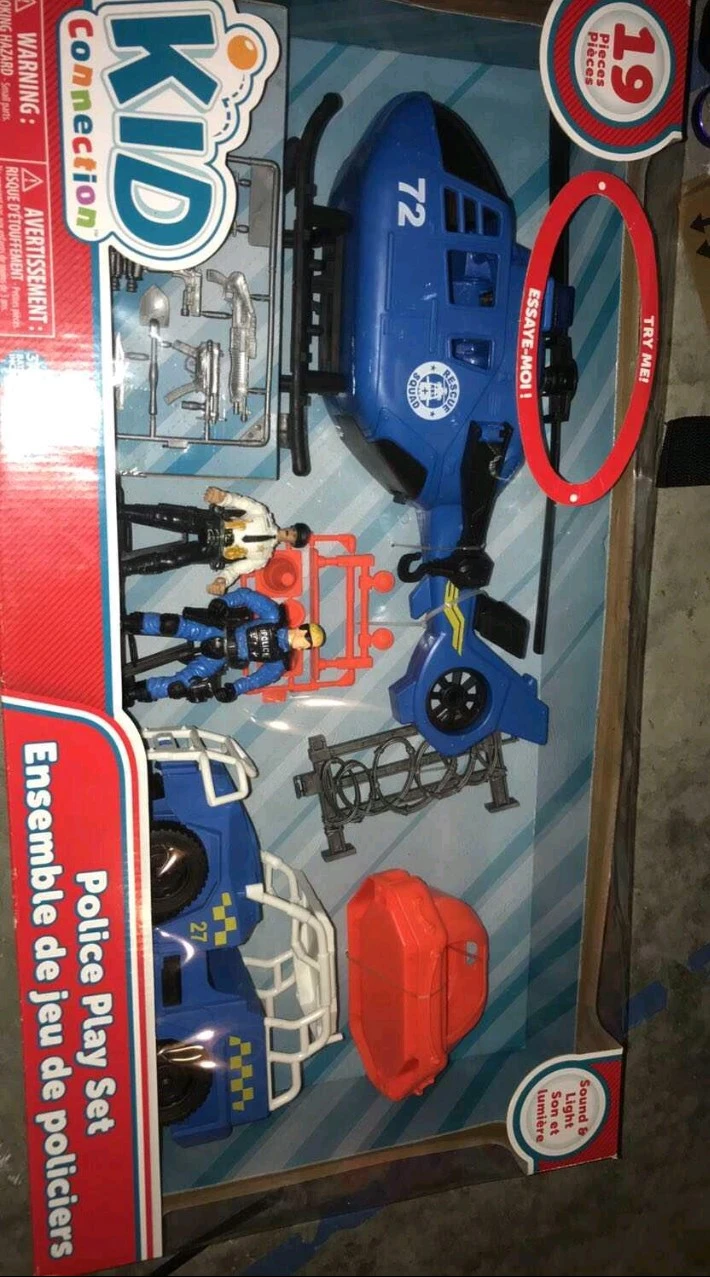 Kid Connection Police Play Set with Helicopter and Accessories