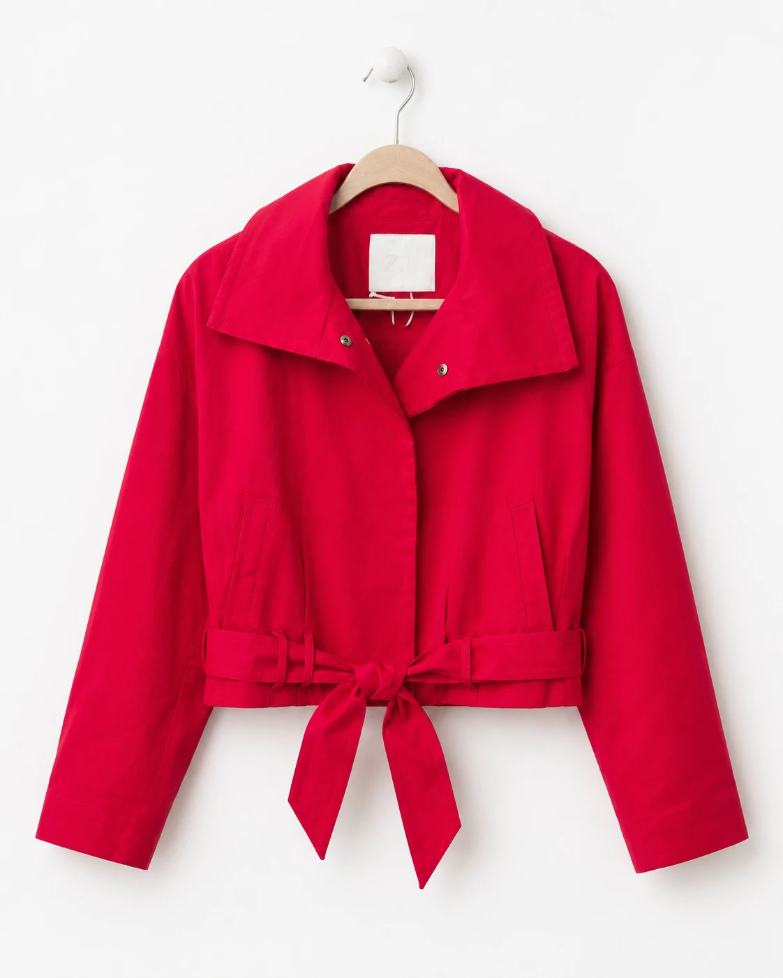 Zara Red Cropped Jacket with Belt