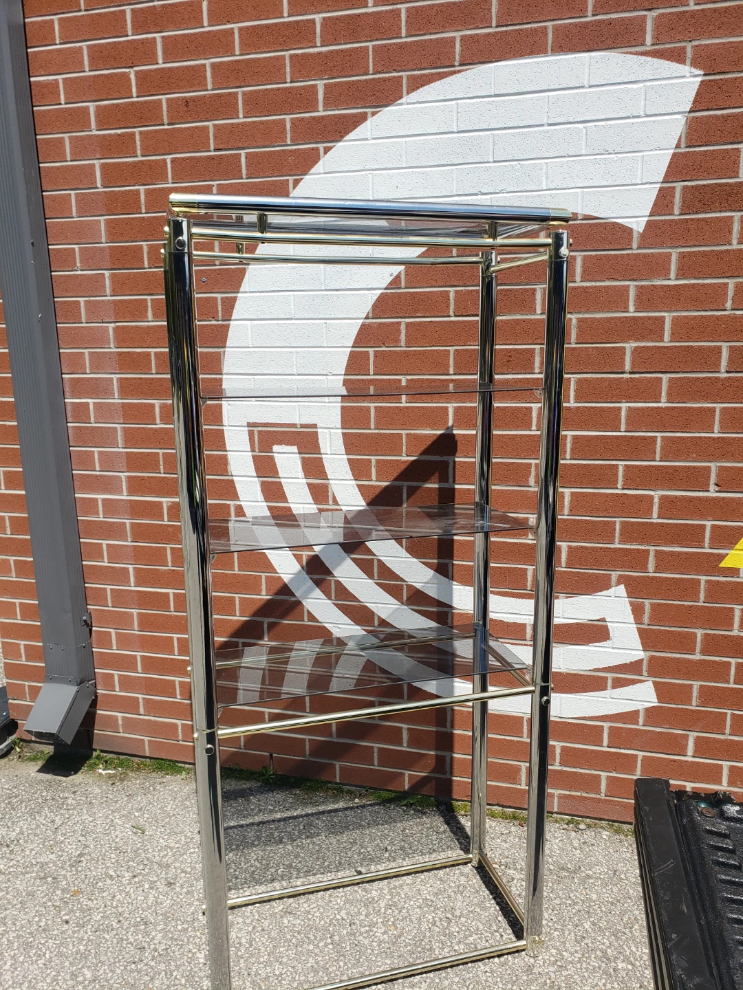 Chrome and Glass Shelf Unit Retro