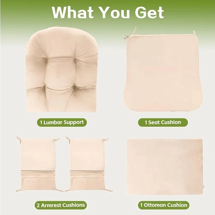 *NEW* Glider Chair Cushion Set with Ottoman - Beige - photo 4
