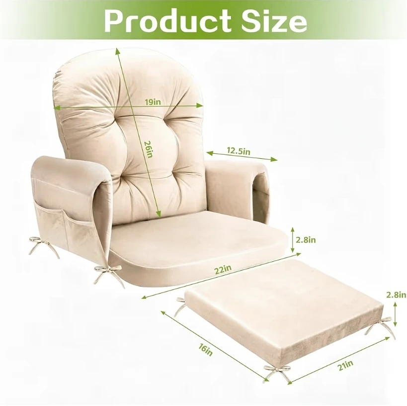*NEW* Glider Chair Cushion Set with Ottoman - Beige - photo 5
