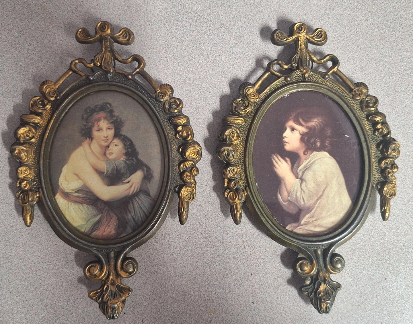 Vintage Italy Ornate Oval Wall Picture Frames Set of 2
