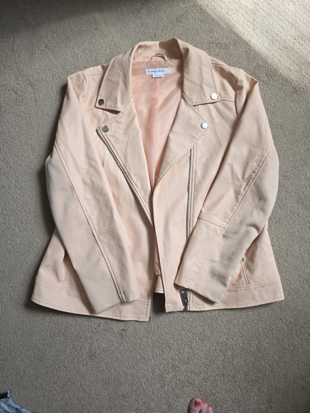In Every Story... Pink Faux Leather Moto Jacket