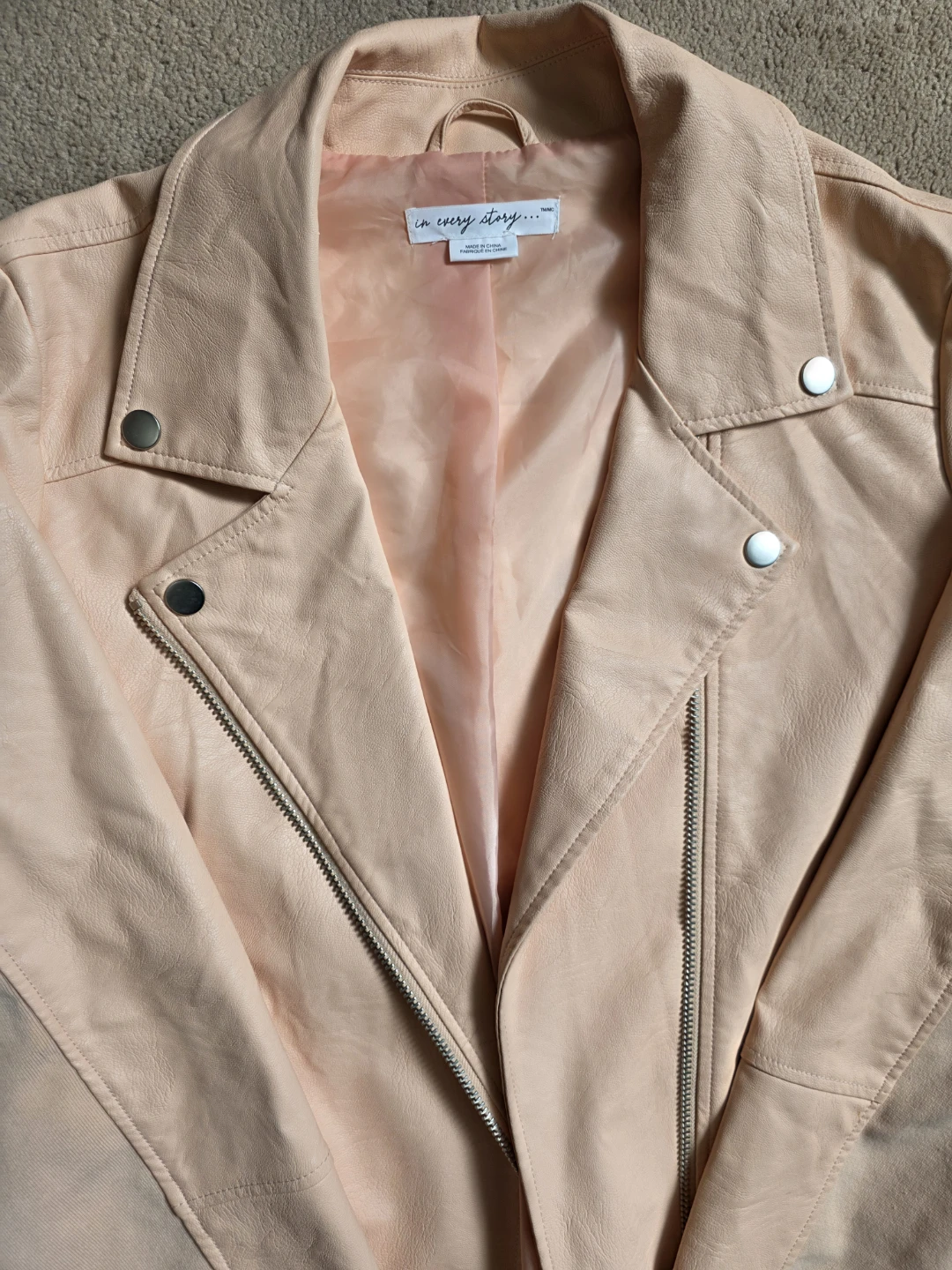 In Every Story... Pink Faux Leather Moto Jacket - photo 2