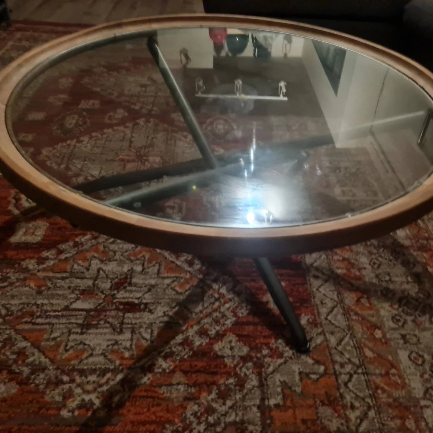 Round Coffee Table with Glass Top