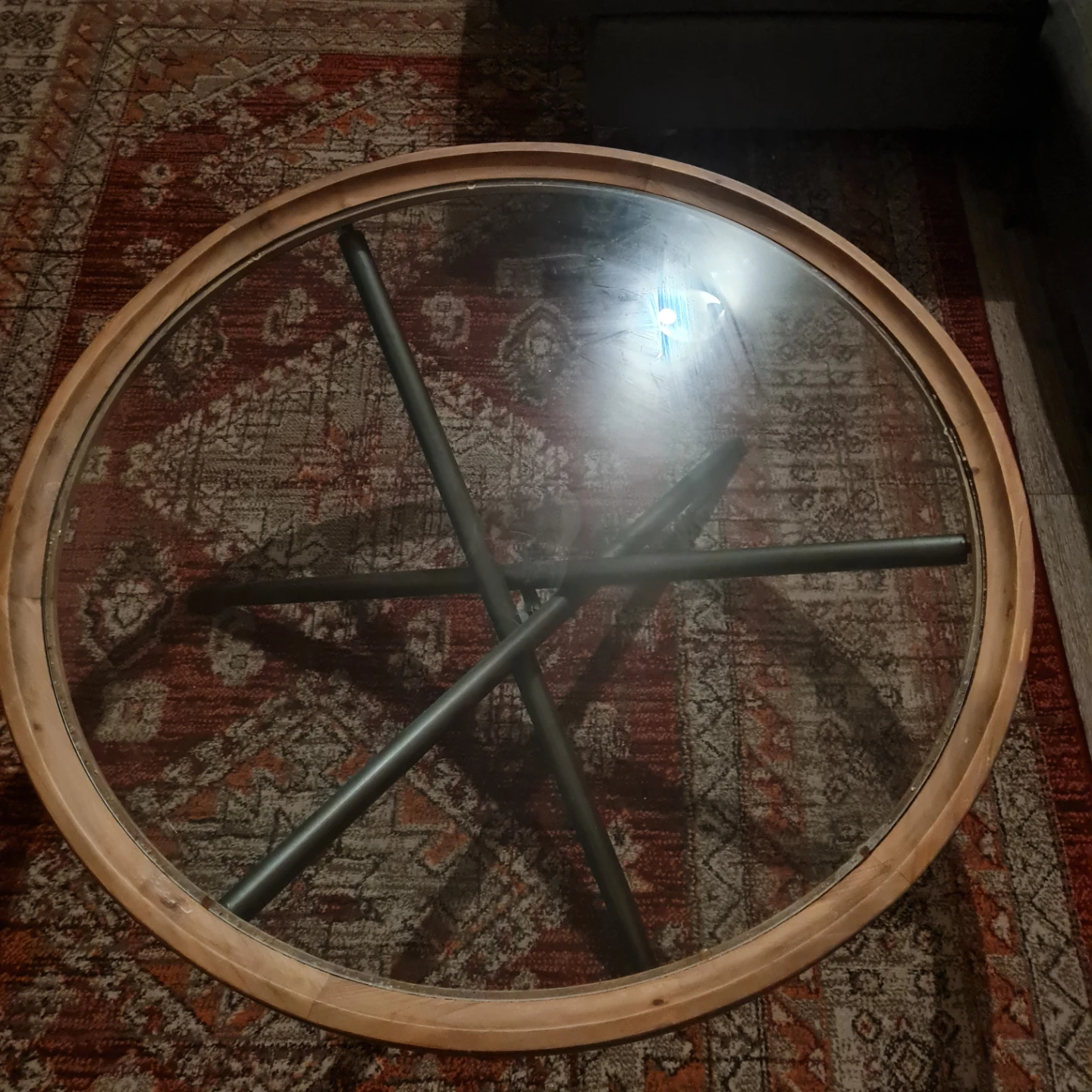 Round Coffee Table with Glass Top - photo 2