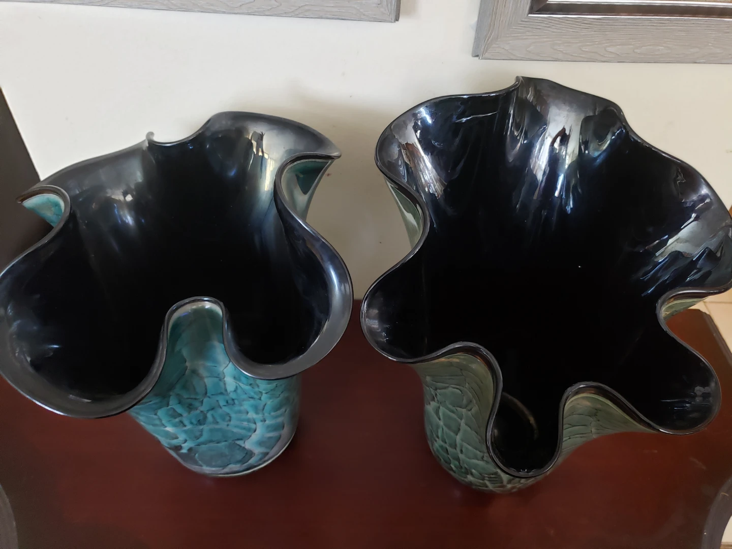 Two Art Glass Vases - Teal and Green - photo 3