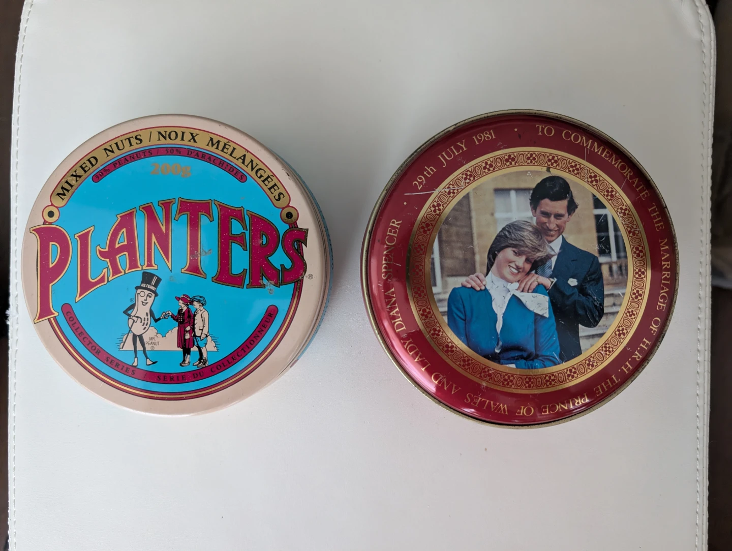 Planters Collector and Charles & Diana commemorative tins