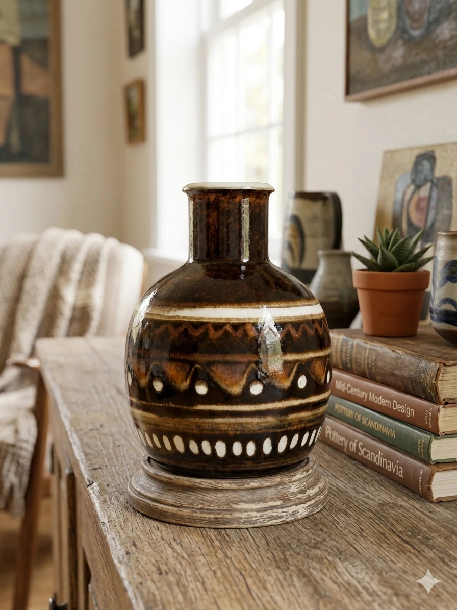 VNG MCM DANISH ART POTTERY VASE BY INGE-LISE EDER - photo 2